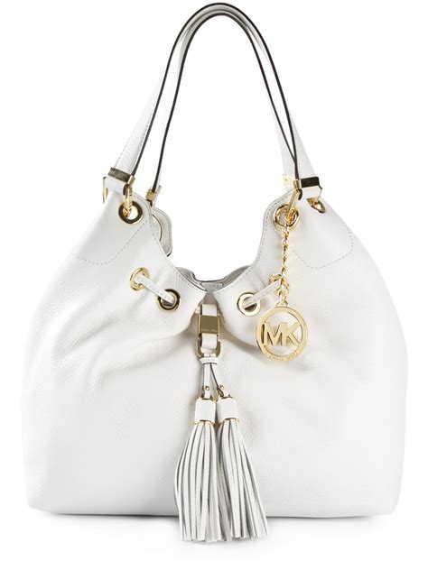 michael kors white handbags|Michael Kors white shoulder bag.